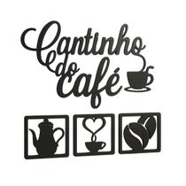 Quadro Cantinho Do Café Mdf Decoração Cozinha Preto 4 Peças