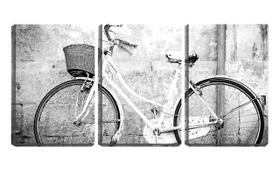 Quadro canvas 30x66 antiga bicicleta na parede - Crie Life