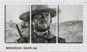 Quadro canvas 30x66 arte clint eastwood