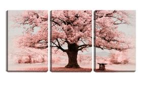 Quadro canvas 30x66 árvore estação rosa