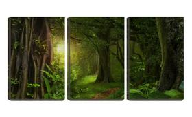 Quadro canvas 30x66 árvores na floresta arte fantasia