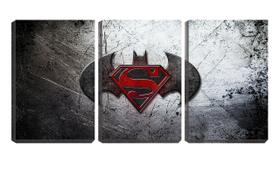 Quadro canvas 30x66 batman vs superman símbolo arte