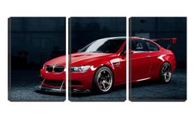 Quadro canvas 30x66 bmw vermelha fundo preto