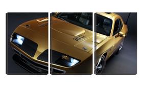 Quadro canvas 30x66 carro tunado dourado