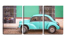 Quadro canvas 30x66 carro vintage parado em cuba