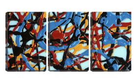 Quadro canvas 30x66 emaranhado de cores abstrato