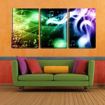 Quadro canvas 30x66 notas musicais em neon