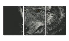 Quadro canvas 30x66 olhar de lobo fundo preto