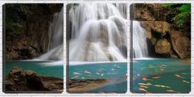 Quadro canvas 30x66 peixes perto da cachoeira