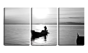 Quadro canvas 30x66 pescador na lagoa pb