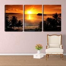 Quadro canvas 30x66 pôr do sol entre ilha