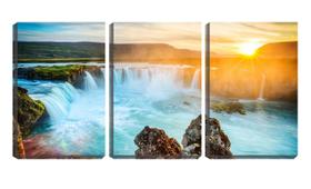 Quadro canvas 30x66 pôr do sol sob cataratas