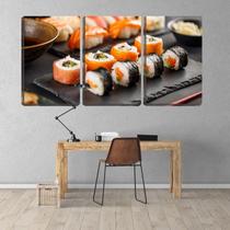 Quadro canvas 30x66 tábua com sushis