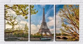 Quadro canvas 30x66 torre Eiffel entre árvores - Crie Life