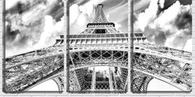 Quadro canvas 30x66 torre Eiffel para o céu pb - Crie Life