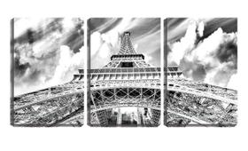 Quadro canvas 30x66 torre Eiffel pb visão de baixo - Crie Life