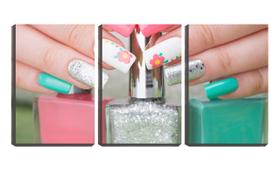 Quadro canvas 30x66 unhas coloridas manicure