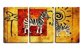 Quadro canvas 30x66 zebras arte abstrata africana