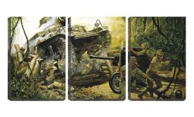 Quadro canvas 45x96 arte soldados em combate