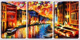 Quadro canvas 45x96 barcos no canal de Veneza arte