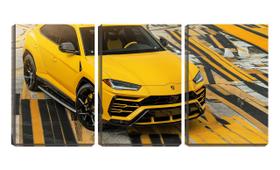 Quadro canvas 45x96 carro amarelo entre cores