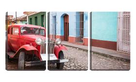 Quadro canvas 45x96 carro antigo na rua de havana - Crie Life