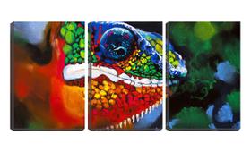 Quadro canvas 45x96 desenho de camaleão colorido - Crie Life