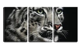 Quadro canvas 45x96 felino sobre fundo preto