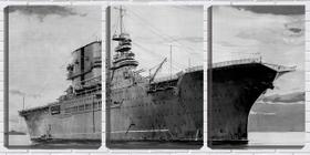 Quadro canvas 45x96 grande navio de guerra pb - Crie Life