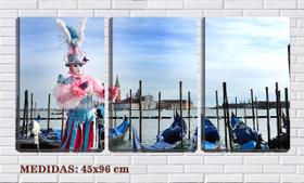 Quadro canvas 45x96 homem mascarado em veneza