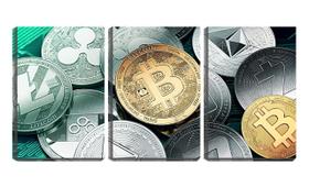 Quadro canvas 45x96 moeda virtual bitcoin - Crie Life
