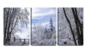 Quadro canvas 45x96 neve sobre plantas
