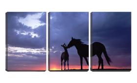 Quadro canvas 45x96 nuvens densas sobre cavalos