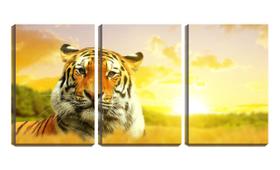 Quadro canvas 45x96 tigre sob o pôr do sol vintage