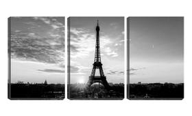 Quadro canvas 45x96 torre Eiffel pb silhueta - Crie Life