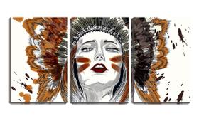 Quadro canvas 55x110 desenho adereços indígenas