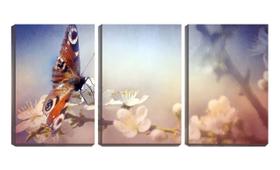 Quadro canvas 55x110 flor pequena com borboleta