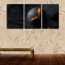 Quadro canvas 55x110 planeta destruição