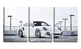 Quadro canvas 55x110 porsche branco na rua