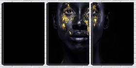 Quadro canvas 55x110 rosto negro com manchas amarelas - Crie Life