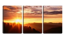 Quadro canvas 55x110 sol no horizonte de montanhas
