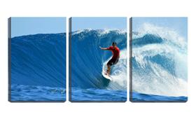 Quadro canvas 55x110 surfista na onda grande