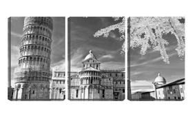 Quadro canvas 55x110 torre de pisa preto e branco