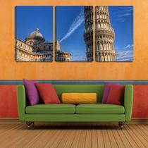 Quadro canvas 55x110 torre de pisa sob céu azul