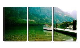 Quadro canvas 68x126 barco no lago cristalino