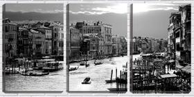 Quadro canvas 68x126 barcos na Veneza antiga pb