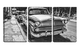 Quadro canvas 68x126 carro pb antigo cubano