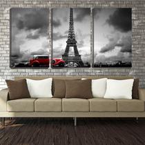 Quadro canvas 68x126 carro vermelho na torre eiffel