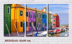 Quadro canvas 68x126 casas antigas de veneza