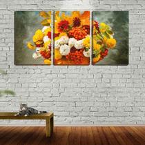 Quadro canvas 68x126 flores e frutas vermelhas